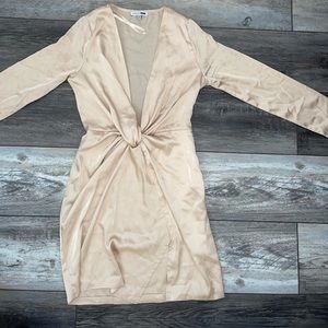 Gold slit cut up open dress